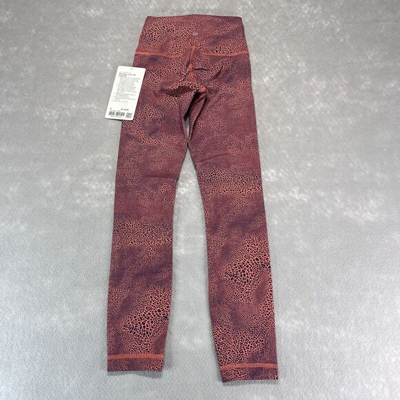Lululemon Legging Womens 0 Crackle Orange Wunder Train High-Rise Gym 1512 - Picture 4 of 11